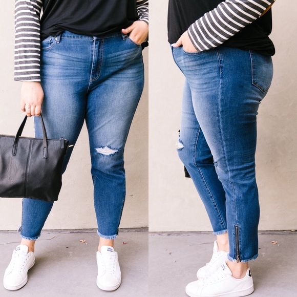 KanCan Medium Wash Ankle Zip Skinny Jeans - Picture 5 of 7